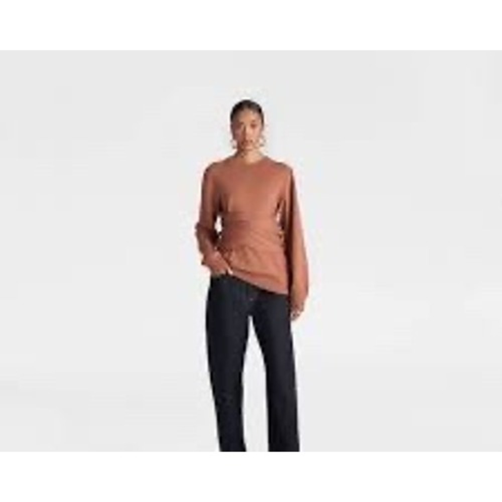 KBB Kahlana Barfield Brown Terracotta Wrap Front Sweater XXL NWT